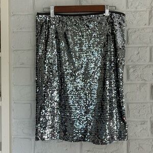 Silver Sequin Carmen Marc Valvo Skirt Size 8